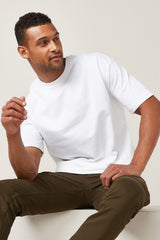 White Relaxed Fit Boxy Badge T-Shirt