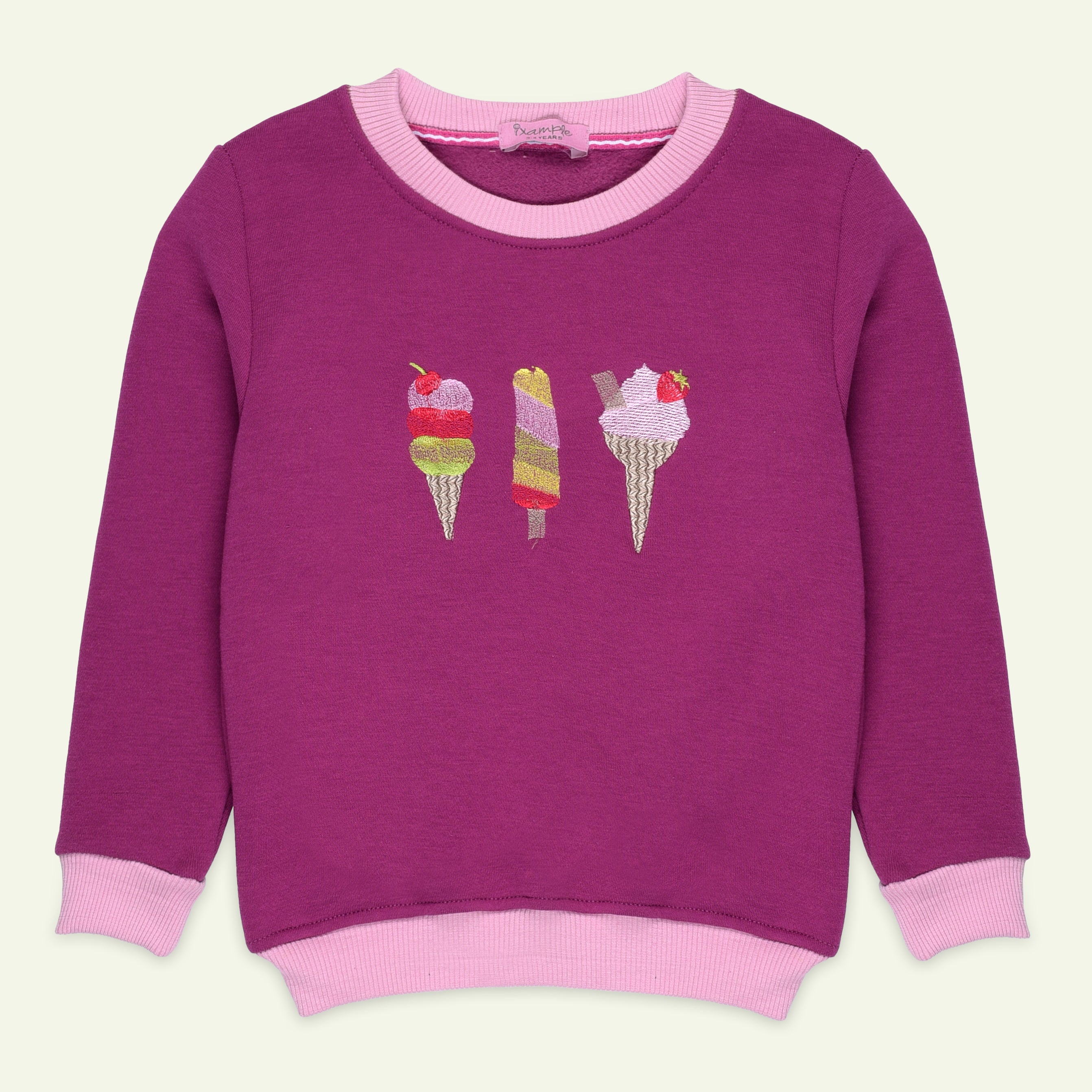 Magenta Icecream Embroidered Sweatshirt | IXAMPLE