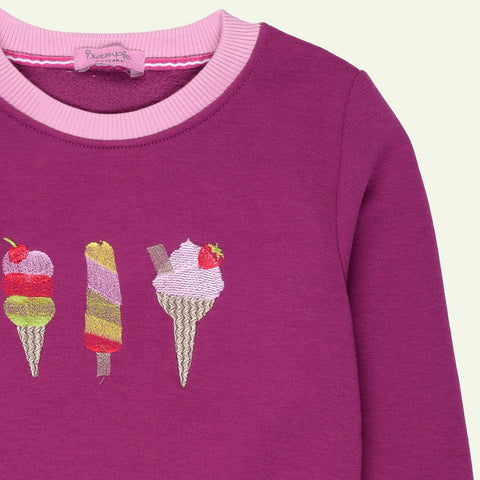 Magenta Icecream Embroidered Sweatshirt | IXAMPLE