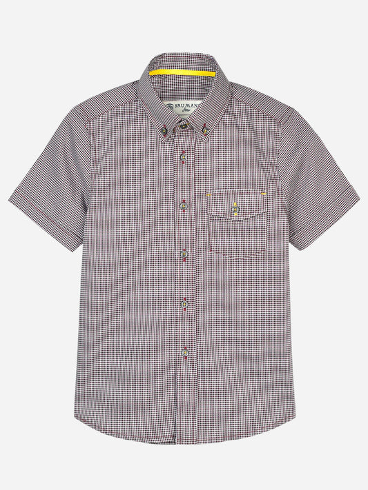 Maroon Micro Checkered Short Sleeve Shirt Brumano Pakistan