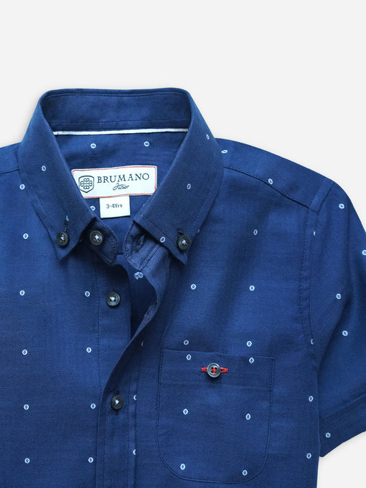 Mid Blue Half Sleeve Casual Shirt With Fil Coupe Brumano Pakistan