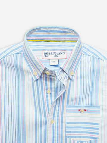 Multi Color Oxford Striped Half Sleeve Casual Shirt Brumano Pakistan