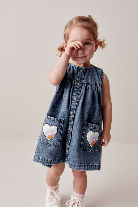 Blue Denim Heart Detail Dress