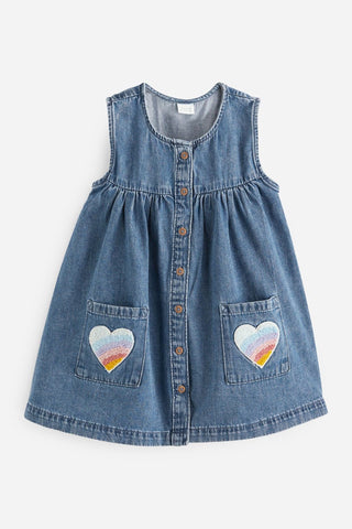 Blue Denim Heart Detail Dress