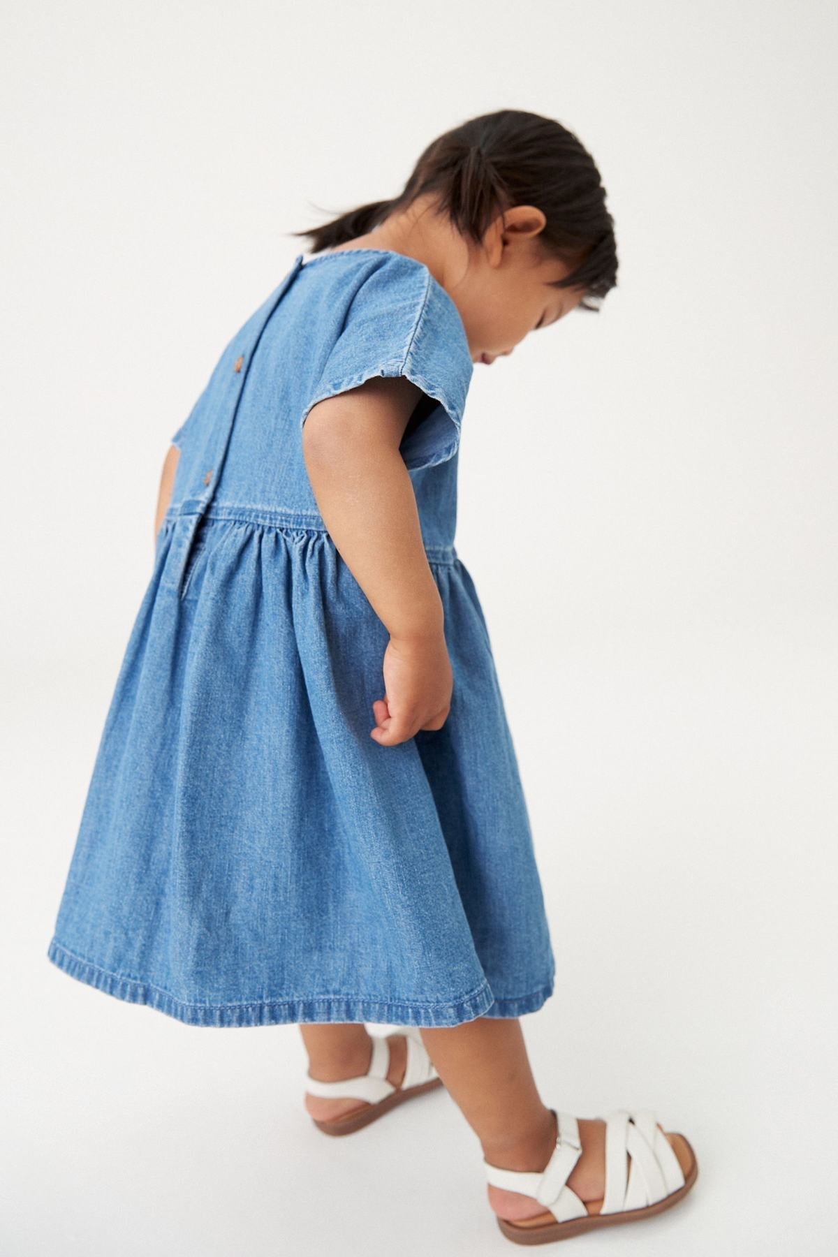 Blue Denim Strawberry Embroidered Dress NEXT UK