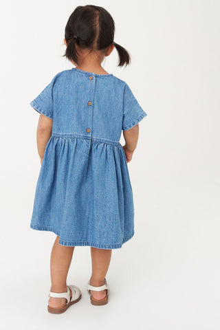 Blue Denim Strawberry Embroidered Dress NEXT UK