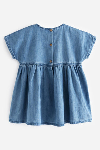 Blue Denim Strawberry Embroidered Dress NEXT UK