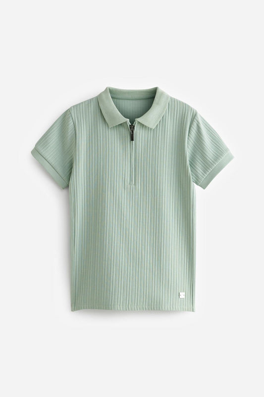 Textured Short Sleeve Polo Shirt