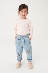 Mid Blue Denim Ladybird Embroidered Slouchy Jeans NEXT UK