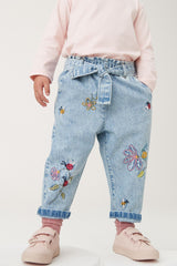 Mid Blue Denim Ladybird Embroidered Slouchy Jeans NEXT UK