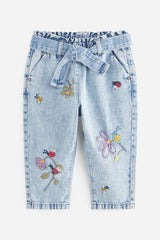 Mid Blue Denim Ladybird Embroidered Slouchy Jeans NEXT UK