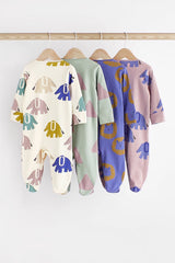 Blue Elephant Print Baby Sleepsuit 4 Pack NEXT UK