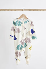 Blue Elephant Print Baby Sleepsuit 4 Pack NEXT UK