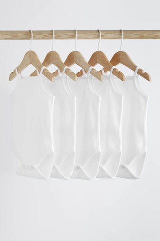 White Strappy Baby Bodysuits 5 Pack NEXT UK