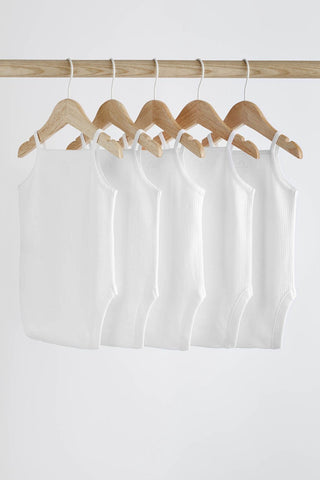 White Strappy Baby Bodysuits 5 Pack NEXT UK