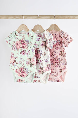 Baby Short Sleeve Bodysuits 3 Pack