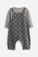 Monochrome Check Baby Denim Dungarees And Bodysuit Set NEXT UK
