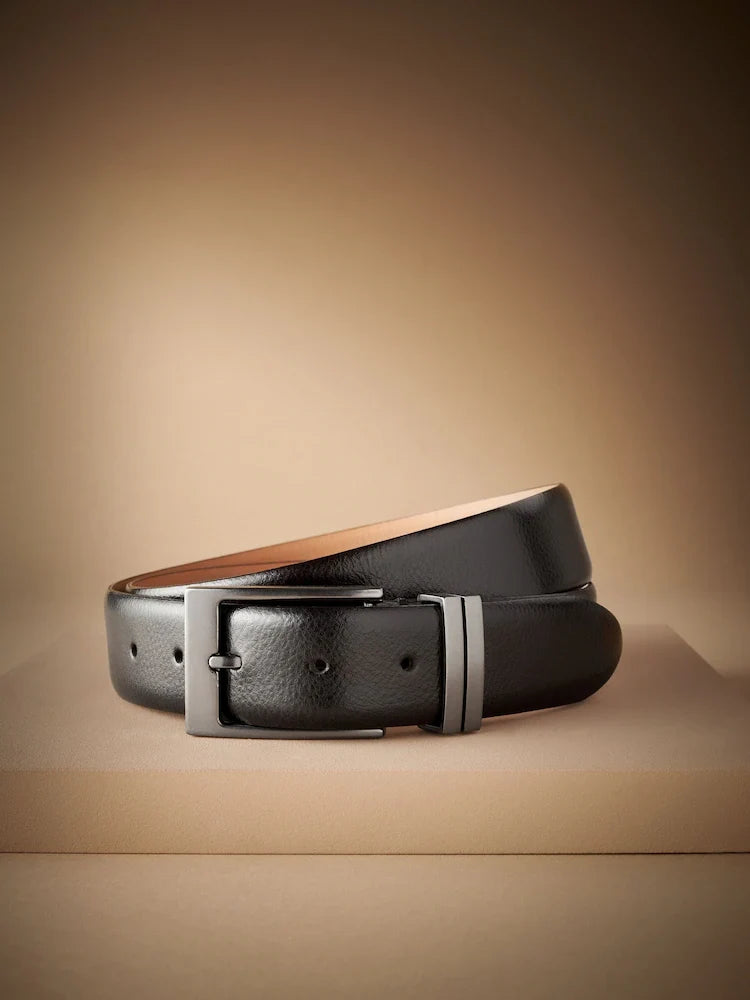 Black 100% Leather Signature Belt Made In Italy