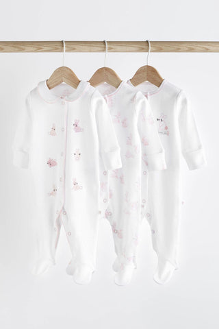 Pink Baby Embroidered Details Sleepsuit 3 Pack NEXT UK