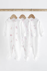 Pink Baby Embroidered Details Sleepsuit 3 Pack NEXT UK