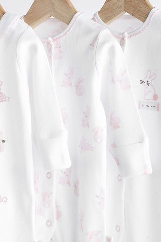 Pink Baby Embroidered Details Sleepsuit 3 Pack NEXT UK