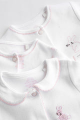 Pink Baby Embroidered Details Sleepsuit 3 Pack NEXT UK