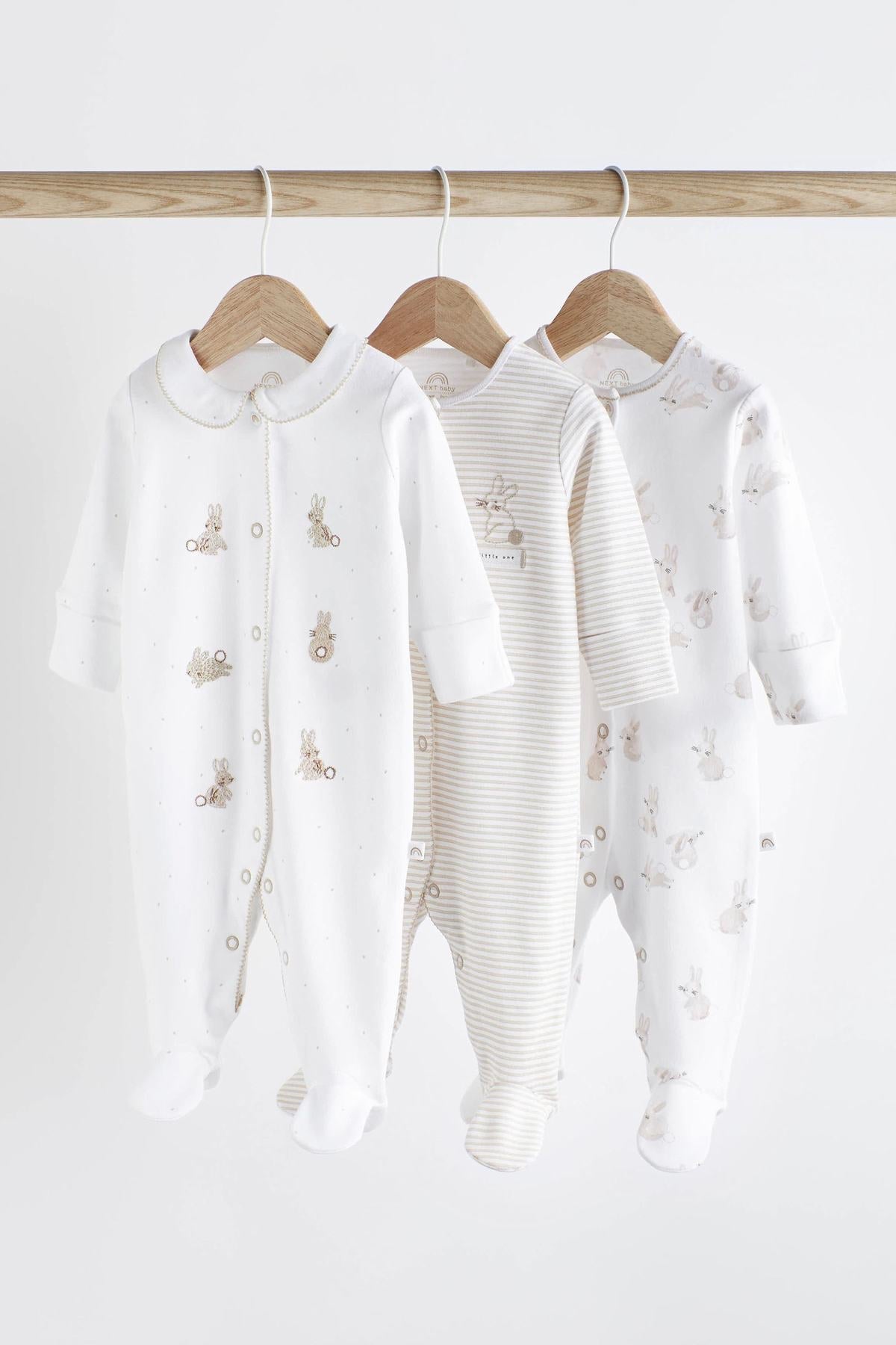 Delicate Appliqué Baby Sleepsuits 3 Pack NEXT UK