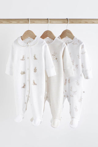 Delicate Appliqué Baby Sleepsuits 3 Pack NEXT UK