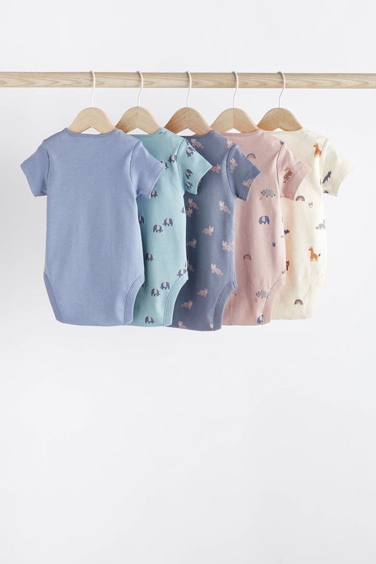 Teal Blue Baby Short Sleeve Bodysuit 5 Pack NEXT UK