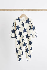 Navy Blue Star Baby Zip Sleepsuits 3 Pack NEXT UK