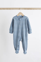 Navy Blue Star Baby Zip Sleepsuits 3 Pack NEXT UK