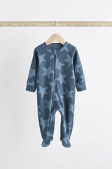 Navy Blue Star Baby Zip Sleepsuits 3 Pack NEXT UK