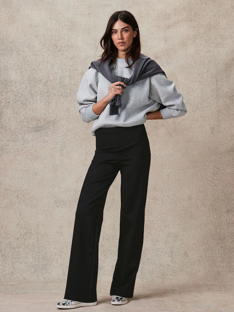 Black Smoothing Ponte Jersey Wide Leg Trousers