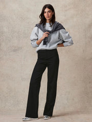 Black Smoothing Ponte Jersey Wide Leg Trousers