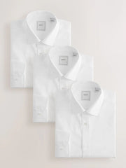 White Slim Fit Single Cuff Easy Care Smart Shirts 3 Pack
