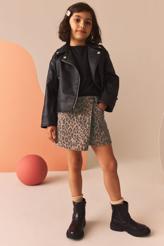 DENIM SKORT ANIMAL P | LEOPARD
