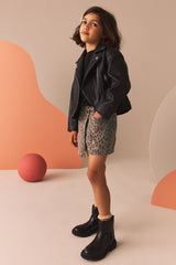 DENIM SKORT ANIMAL P | LEOPARD