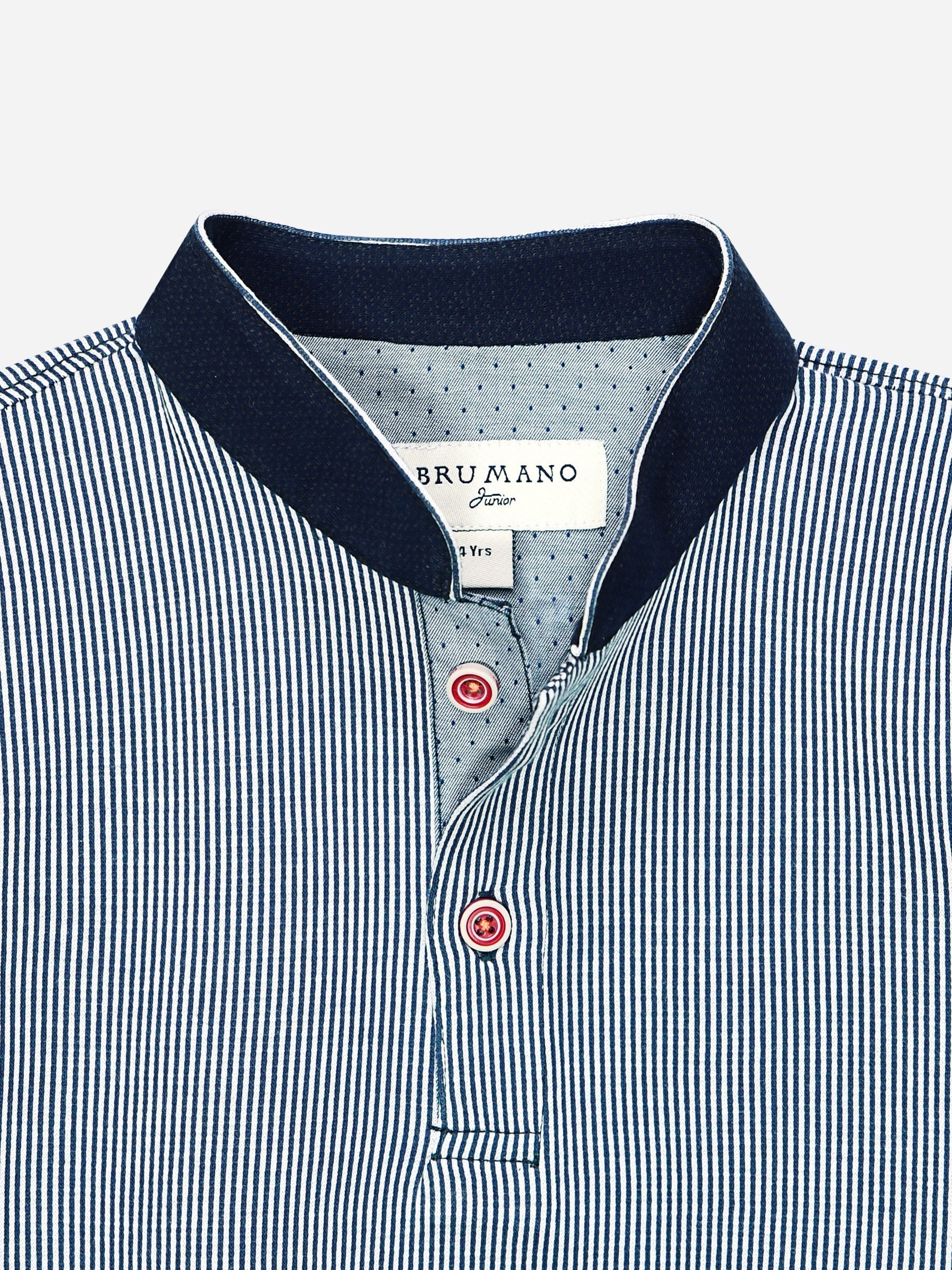 Navy Blue Mao Collar Striped Casual Polo Shirt Brumano Pakistan