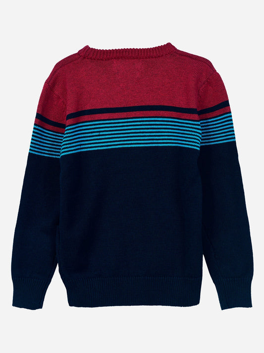 Navy Blue & Red Striped Casual Jumper Brumano Pakistan