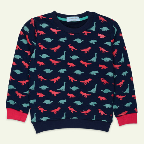 Navy Dino Printed Sweatshirt | IXAMPLE