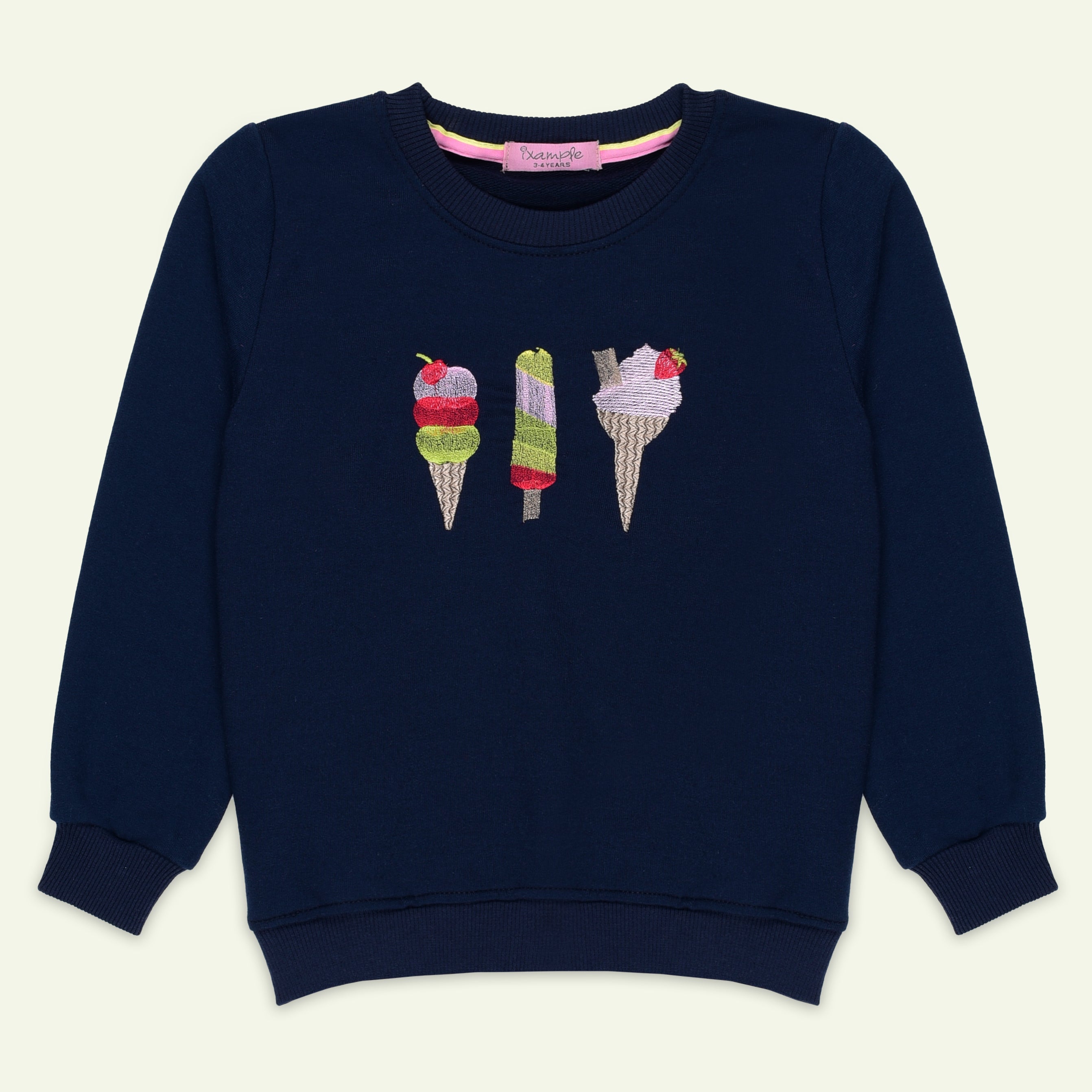 Navy Icecream Embroidered Sweatshirt | IXAMPLE