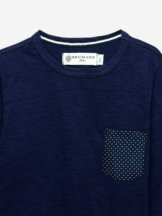 Navy Inject Full Sleeve T-Shirt With Contrasting Pocket Brumano Pakistan