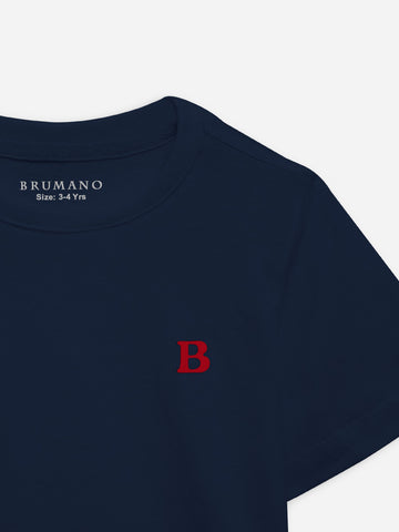 Navy Blue Basic 100% Cotton Casual Tee Brumano Pakistan