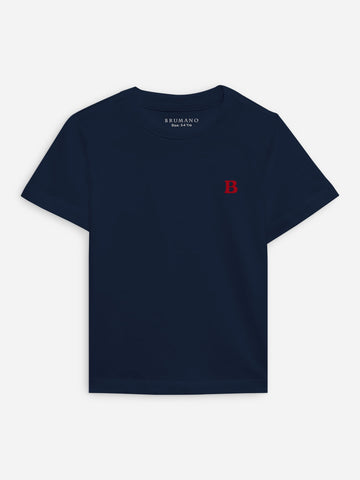 Navy Blue Basic 100% Cotton Casual Tee Brumano Pakistan