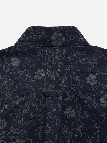 Navy Blue Bold Printed Half Sleeve Casual Shirt Brumano Pakistan