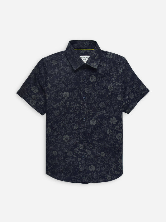 Navy Blue Bold Printed Half Sleeve Casual Shirt Brumano Pakistan