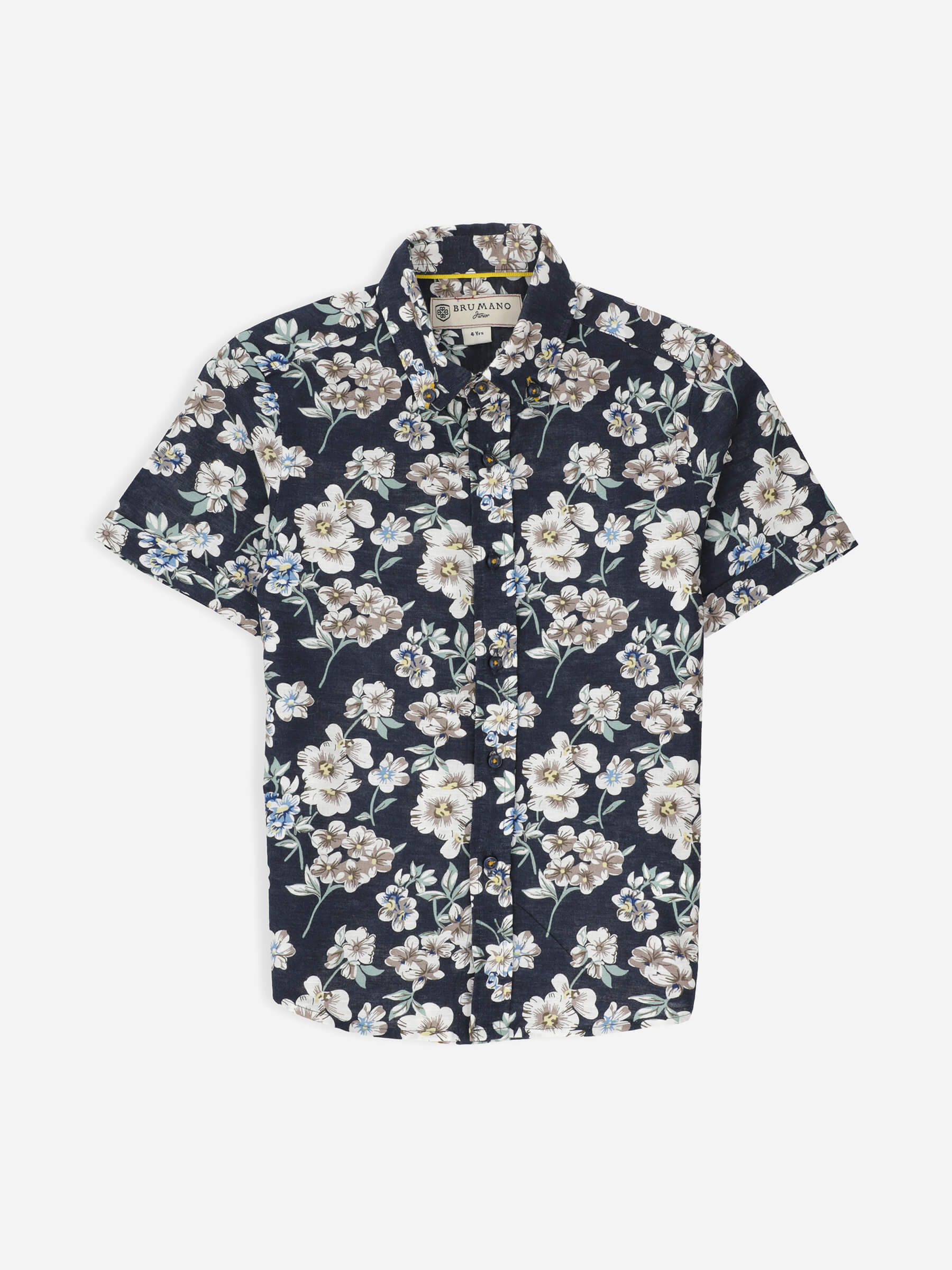 Navy Blue Floral Printed Half Sleeve Shirt Brumano Pakistan