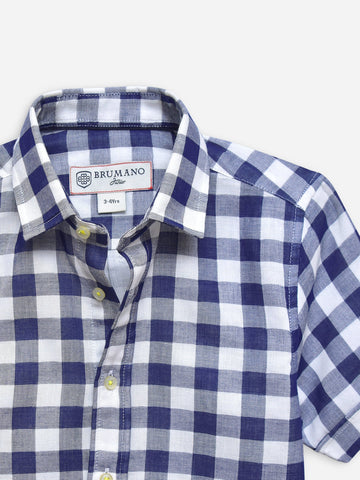 Navy Blue Large Gingham Half Sleeve Casual Shirt Brumano Pakistan