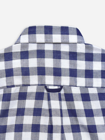 Navy Blue Large Gingham Half Sleeve Casual Shirt Brumano Pakistan