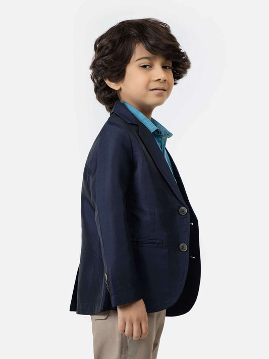 Navy Blue Silk Blended Kids Blazer Brumano Pakistan